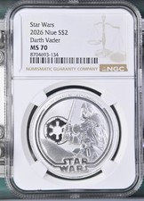 NGC MS 70 Star Wars 2026 Niue $2 Darth Vader Coin 1oz .999 Silver picture
