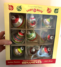 New BOX Lg SHINY BRITE CHRISTOPHER RADKO Xmas ORNAMENT Mercury BlownGlass INDENT picture