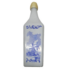 Vandermint,Blue/White Windmill,Liquor Bottle/Decanter W/Tulip Lid Holland picture