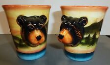 Set of 2 Vintage Colorful Yellowstone Park 3-D Bear Drinking Mugs Cups, Unique picture