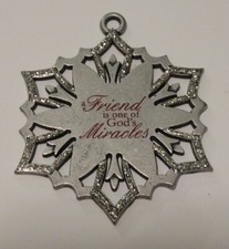 Gloria Duchin 2010 Pewter Snowflake Ornament A Friend Is One Of Gods Miracles picture