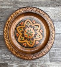 Vintage Polish Folk Art Pyrography Wooden Hand Carved 9