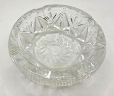 Vintage Lausitzer German Lead Cut Crystal Ashtray Starburst Pinwheel Design MCM  picture