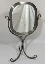 Vintage 1960s Scandinavian Swedish Wrought Iron Steel Table Vanity Tilt Mirror picture
