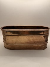 Vintage Oval Copper Planter Trough - Made In India - Rustic Patina Look picture
