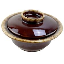 Vintage Hull Casserole Dish Brown Drip Crestone Lid 1 qt Oven Proof USA Baker picture