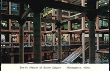 Minneapolis, Minnesota MN Sun-lit Atrium of Butler Square Vintage Postcard picture