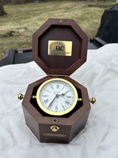 BULOVA 1992 Chairman’s Award QC Rotating Encased Brass & Mahogany Box  Working picture