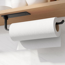 Paper Towel Holder - Self-Adhesive or Drilling, Matte Black, Upgraded Aluminum K picture