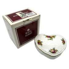 Vintage 60's Royal Albert Old Country Roses Heart Shaped Lidded Trinket Box picture
