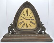 Antique 1926 WALTHAM Bronze 8 Day 15J Gothic Winged Griffins Deco Mantel Clock picture