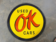 RARE PORCELAIN USED OK CARS  ENAMEL SIGN 36 INCHES DOUBLE SIDED picture