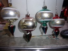 QTY 4 Vtg Columbia Glass teardrop or lantern style Christmas Tree Ornaments LOT picture