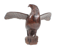 Vintage Eagle Hand Carved Mahogany Wooden Sculpture Eagle Sculpture Large picture
