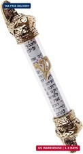 Gold Crown Mezuzah 5in Antique Style Metal Case w Non-Kosher Scroll picture