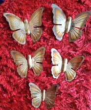Vintage Mid Century 60s 70s Five Gold Funky Butterfly Wall Hangings Set Lot Art  picture
