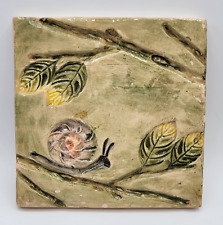 Vintage Decorative Square Ceramic 3D Wall Art Tile Snail Hand Painted Pottery picture