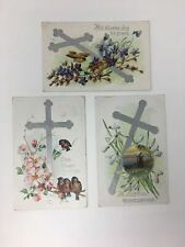 Raphael Tuck Easter Postcard Lot of 3 Embossed Cross Birds picture