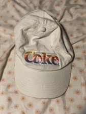 Coke Coca-Cola White Rainbow Embroidered Logo Adjustable baseball Hat Cap picture