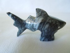 Gray Marble Shark Figurine Hand Crafted in Cozumel Island #1 Tiburon 3