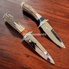 Handmade D2 Steel Hunting Bob Loveless Stag Fixed Knife 2 Pcs DUTY PAID USA  picture