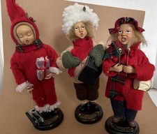 Vintage Christmas Carolers Set of 3 Figurines Skier Tenor drummer Girl picture