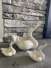Vtg Hull Swan Family Dish Ceramic USA Set Of Three Planters Trinket Dishes picture