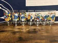 Vintage 1982 & 1983 Smurfs Peyo Collectable Drinking Glasses Lot of 7 picture