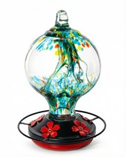 Hummingbird Feeder for Outdoors Hanging, 34 Oz, Hand Blown Inner Glass Uniqe ... picture