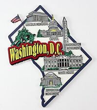 WASHINGTON DC MAP AND LANDMARKS COLLAGE FRIDGE COLLECTIBLE SOUVENIR MAGNET picture