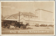 Tehachapi California Monolith Portland Cement Co Silos Old Cars RPPC Postcard picture