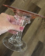 Fostoria #2433 Sakier Compote 5.75” Tall Rose Glass Bowl Crystal Base 1932-3 picture