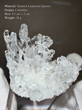 Colombian Faden Lemurian Quartz Cluster 38g Clear Crystal Mineral Specimen picture