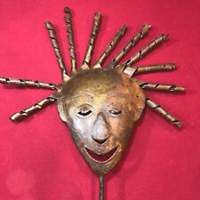 VTG HAPPY FACE copper Metal AFRICAN CHILD Head coiled Hair 24”x18” Stand Up, ART picture
