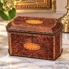 Vintage 1930s William Crawford Biscuit Tin Faux Wood Tea Caddy Box English picture