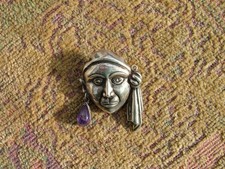 VINTAGE  HEAVY MEXICO STERLING FIGURAL BELLHOP? WITH KEY RINGS BROOCH PIN picture