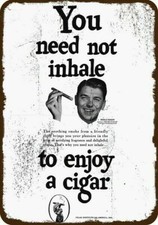 1951 PRESIDENT RONALD REAGAN & CIGAR Vintage Look DECORATIVE REPLICA METAL SIGN picture