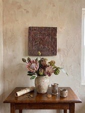 VTG Mid Century Wall Art Faux Wood Primitive Men On Horse Evelyn Ackerman style picture