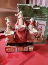 Vintage Kirkland's Home Snowman Santa Candle Holders Tea Light Christmas Friends picture