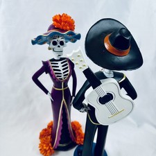 Dia de Los Muertos Day Of The Dead 15” Tall Figurines Resin, Flowers picture