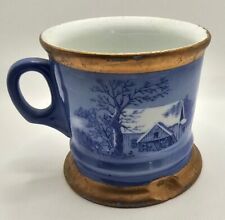 Currier and Ives Coffee, Tea, Chocolate Mug. White And Blue With Gold Rim. VTG picture