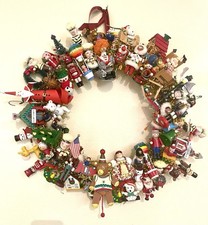 Vintage Ornament Wreath All Wood Mid Century 70’s 80’s, 20” Hand Made OOAK picture