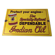 Vintage Indian Motorcycle Oil Sign - Porcelain Part Motor Service Parts Gas Sign picture