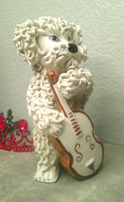 Vintage Italian Spaghetti Poodle Figurine Playing Double Bass 7