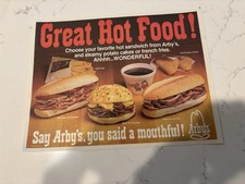Vintage  Great Hot Food MOUTHFUL Arby's 1982 Paper Placemat picture