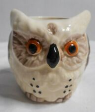 Owl Toothpick/Air Plant/Candle Holder Small Ceramic Beige Brown Owl Made Japan  picture