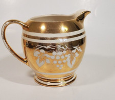 English Sadler Gold Lustre Bar Water Pitcher White Grapes Leaves picture