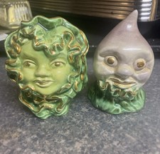 Vtg 1950s Vallona Starr Anthropomorphic Face Cabbage Onion Salt Pepper Shakers picture