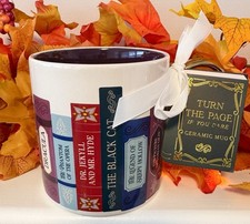 Sunday Morning Ceramics Spooky Book Lover Turn the Page If You Dare Mug NWT picture
