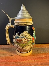 Vintage (1981)  German Beer Stein with Pewter Lid 8.5 Inches Tall picture